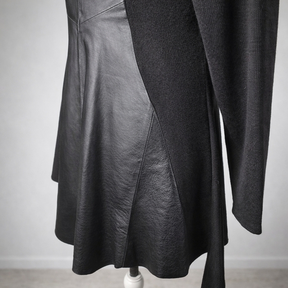 Stella Carakasi Black Tunic Sweater Assymetrical Hem Leather Back Size Small - Picture 9 of 16